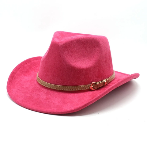 Sombrero De Vaquero Occidental Gamuza Ala Ancha Estilo Étnico Vintage Decoración De Hebilla De Cinturón Para Hombres Mujeres Ajustable Fedora Exterior