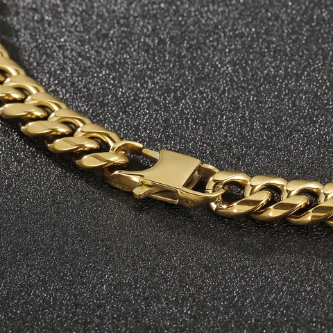 Bracciale Collana Catena Cubana Acciaio Inossidabile Uomo Gioielli Hip Hop Punk Curb Link Lucidato Streetwear