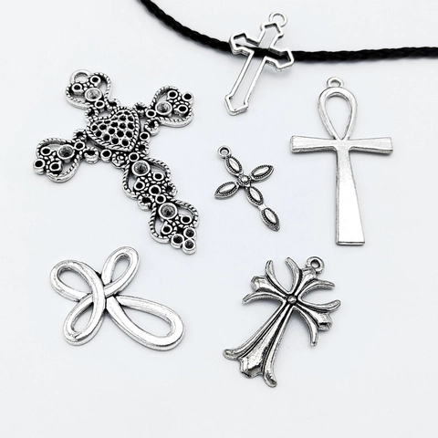 Ciondoli Croce Lega Di Zinco Motivo Retrò Per Creazione Gioielli Fai Da Te Collana Bracciale Portachiavi Argento Antico