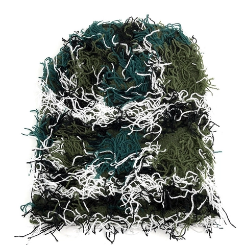 Strickmütze Mit Distressed Fransen Camouflage Flauschige Quasten Warme Hip Hop Streetwear Wintermütze Für Damen Herren