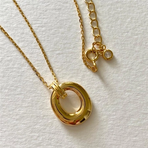 Collana Con Pendente A Cerchio Geometrico Argento Sterling 925 Lucidato Stile Minimalista Semplice Donna Gioielli Eleganti