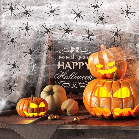 Accesorios De Decoración De Halloween Telaraña De Araña Algodón Decoración De Casa Embrujada Diseño De Escena De Bar Suministros De Decoración Seda De Araña