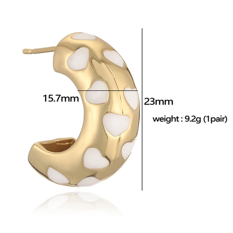 Fashion Colorful Drip Oil C-Shaped Stud Earrings For Women Personalized Hip Hop Graffiti Heart Earrings Copper Jewelry