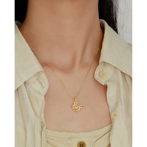 Schmetterling Anhänger Halskette 925 Sterling Silber Mit Zirkonia Hohl Minimalistisch Französischer Stil Schmuck Für Damen