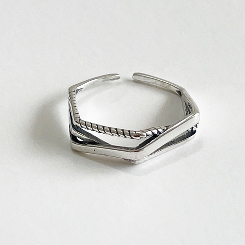 925 Sterling Zilveren Geweven Verstelbare Ring Vintage Geometrische Gedraaide Touwband Sieraden Voor Vrouwen