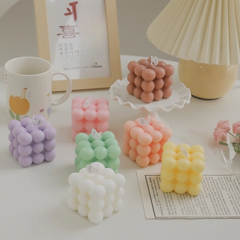 Bubble Cube Scented Candle Handmade Soy Wax Paraffin Aromatherapy Home Decor Aesthetic Modern Gift Party Favor