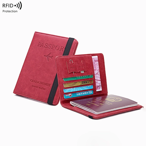 Porta Passaporto Blocco RFID Portafoglio Da Viaggio In Pelle PU Con Slot Per Carte E SIM Per Donna