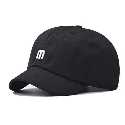 Cappellino Da Baseball Retro Tesa Corta Cotone Twill Ricamato Lettera M Cappello Da Sole Semplice Casual Uomo Donna Regolabile