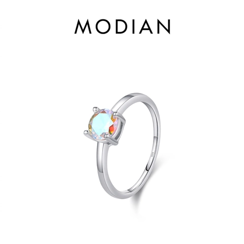 Anello In Argento Sterling 925 Da Donna Classico A Quattro Griffe Pietra Fantasma Colorata Tonda Gioielli Minimalisti