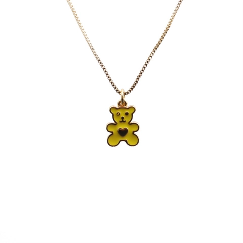 Collana Pendente Orso Smalto Colorato Rame Placcato Oro Cuore Gioielli Cartone Animato Regalo Per Donne Ragazze