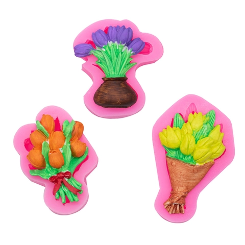 Tulip Bouquet Silicone Mold For DIY Resin Aromatherapy Gypsum Cake Decorating Handmade Floral Design Craft Accessory