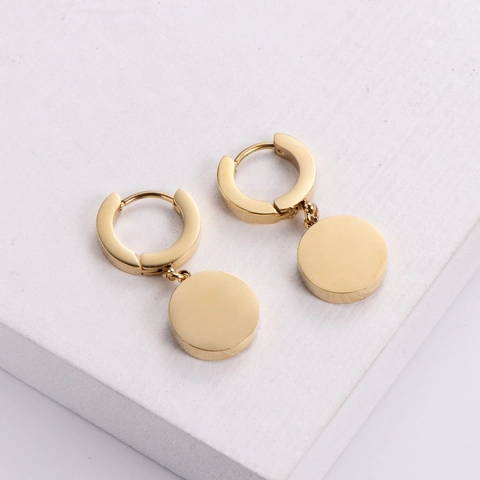 Orecchini A Cerchio Con Numeri Romani In Acciaio Inossidabile 316L Placcato Oro Con Pietra Nera E Strass Per Donna