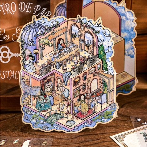 Adesivi Per Scene Di Paesaggio DIY Scrapbooking Journaling Illustrazione D'Arte PVC Cartone Pittura A Olio Vintage Decorativo