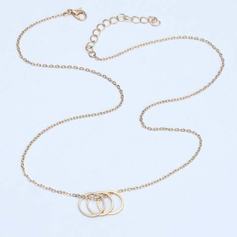Karma Interlocking Circles Pendant Necklace Minimalist Geometric Intertwined Rings Copper Clavicle Chain For Women