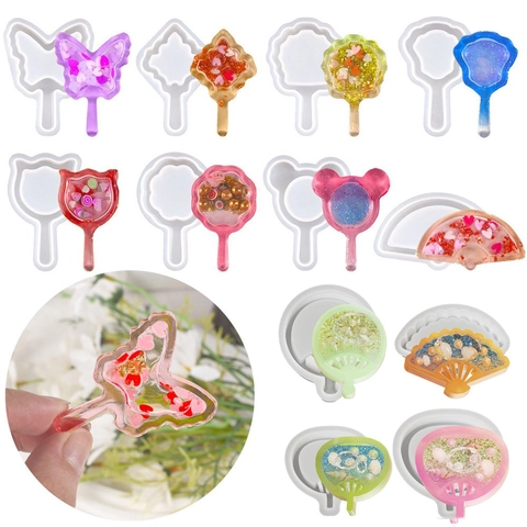 Molde De Silicona Colgante De Arena Movediza Resina DIY Llavero Joyería Accesorios Formas Mariposa Abanico Estrella Corazón Oso