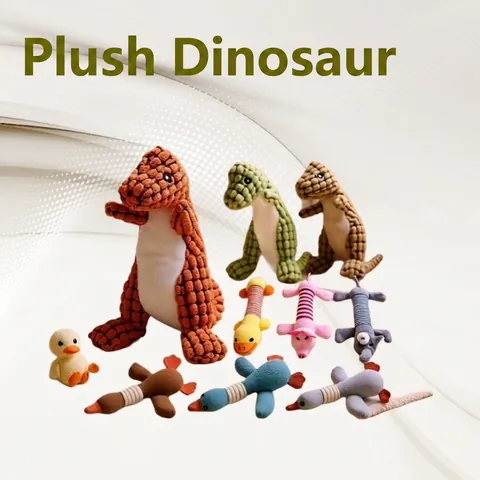 Giochi Peluche Per Cani Sonoro Dinosauro Anatra Maiale Elefante Oca Forma Velluto A Coste Resistente Al Morso Pulizia Denti