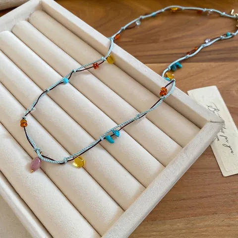 Collana Con Ciondolo Bohémien Cordino Intrecciato A Mano Con Pietre Multicolore Catena Per Clavicole Regolabile Gioielli Per Donna