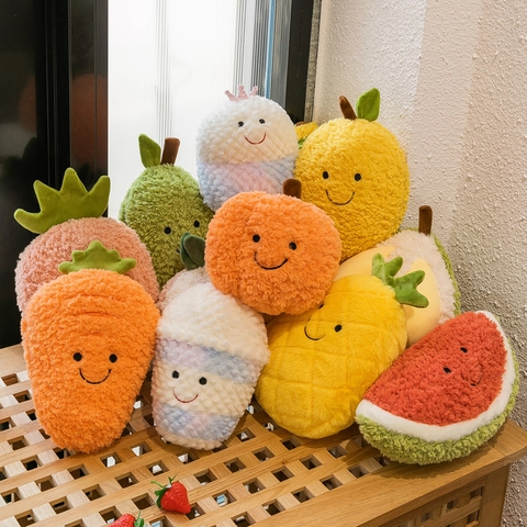 30cm Serie di Frutta Giocattolo di Peluche Simpatico Fragola Durian Ananas Bambola di Pezza per Regalo di Festa di Nozze Morbido Cuscino di Frutta in Vello di Corallo