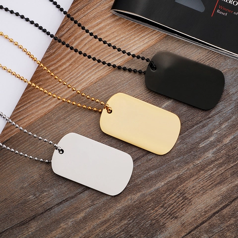 Collana Dog Tag Militare Pendente In Acciaio Inossidabile Rettangolare Doppia Targhetta Catena A Sfere Da Uomo Stile Hip Hop