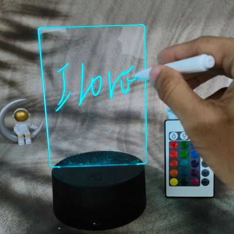 LED Night Light Message Board Acrylic DIY Rewritable RGB Dimmable Remote Control Desktop Decor Gift Lamp