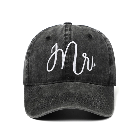 Casquette De Baseball Brodée Mr Mrs Coton Lavé Distressed Rétro Ajustable Chapeau Pare-Soleil Pour Hommes Femmes Couple