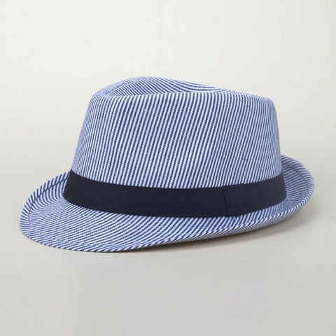 Chapeau Fedora À Rayures Polyester Protection Solaire Été Plage Voyage Style Britannique Gentleman Unisexe