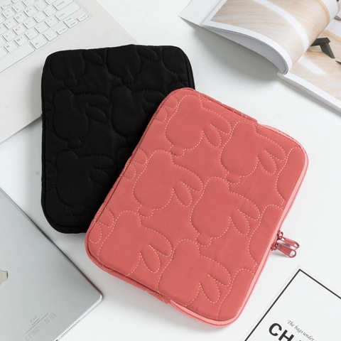 Cute Rabbit Pattern Padded Polyester Laptop Sleeve Bag Shockproof Lightweight Protective Case For Tablet Travel Office Unisex