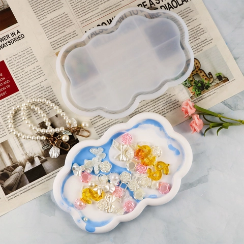 Stampo Per Vassoio In Silicone Forme Di Cuore E Nuvola Per Colata Di Resina Fai Da Te Portagioie Ornamento Da Scrivania Flessibile