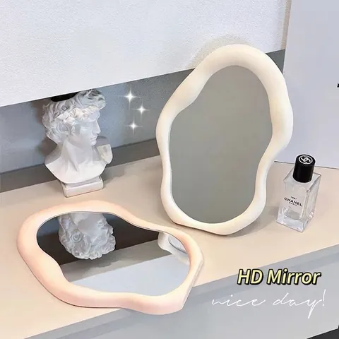 Specchio Da Trucco Irregolare Nuvola Ondulato Plastica Scrivania Pieghevole Specchio Cosmetico Da Parete