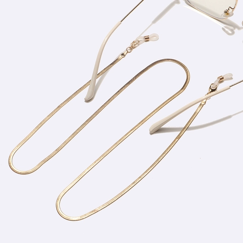 Flat Snake Chain Glasses Strap Metal Non-Slip Sunglasses Chain With Silicone Loops And Lobster Clasps Simple Style