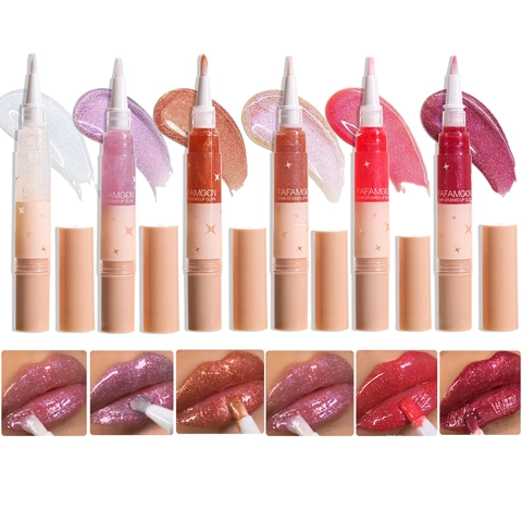 Brillo De Labios Giratorio Perla Artificialdo Hidratante Rellenador Textura Brillante Maquillaje Para Mujeres