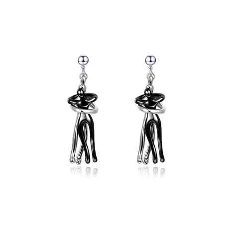 Pendientes Colgantes Figura De Abrazo Abstracto Cobre Chapado En Oro Bicolor Arte Moderno Joyería Romántica Para Mujeres