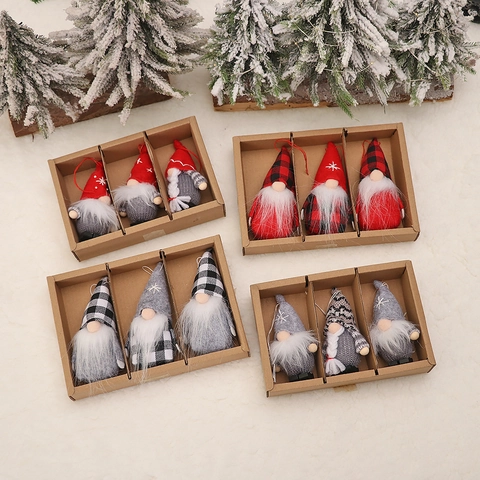 Gnomi Di Natale Ornamenti Appesi In Maglia A Quadri Bambola Senza Volto Uomo Della Foresta Decorazioni Per Alberi Di Natale