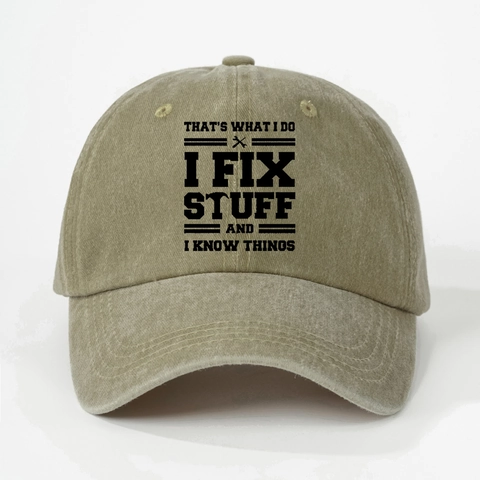 Unisex Πλυμένο Βαμβακερό Καπέλο Μπέιζμπολ Distressed Ρετρό Στυλ Εκτύπωση Γραμμάτων I Fix Stuff Ρυθμιζόμενο Καπέλο Outdoor Sport