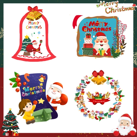 Autocollants Fenêtre Noël PVC Statiques Père Noël Renne Flocon De Neige Décoration Porte Vitrée Dessin Animé Festif Ornement