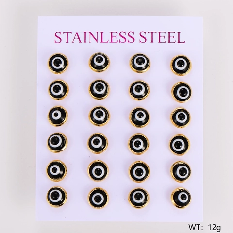 Round Evil Eye Stud Earrings Crafted From 304 Stainless Steel Turkish Protection Fashion Jewelry Unisex Style