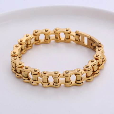 Bracciale Da Uomo In Acciaio Inossidabile Maglia Catena Bicicletta Moto Punk Hip Hop Rock Biker Gioielli Lucidati