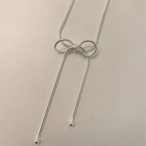 Collana Minimalista In Argento Sterling 925 Con Fiocco Elegante Catena A Serpente Gioielli Per Donne E Ragazze Semplice