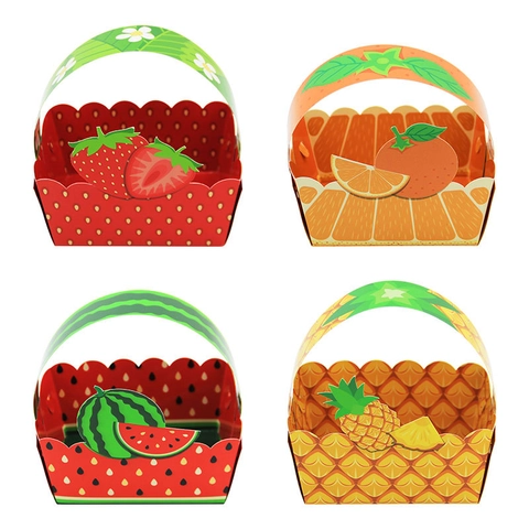 Fruit Shaped Candy Gift Boxes Cardboard Portable Paper Baskets For Summer Party Wedding Strawberry Watermelon Pineapple Orange