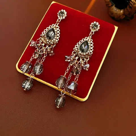 Vintage Bohemian Tassel Drop Earrings With 925 Sterling Silver Earring Post Copper Rhinestone Glass Beads Ethnic Style