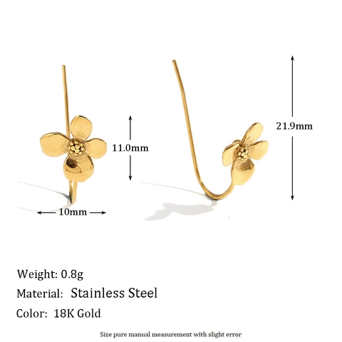 Pendientes Gancho Flor Acero Inoxidable Chapado Oro 18K Delicados Dulces Petalos Colgantes Para Mujer Joyeria Moda