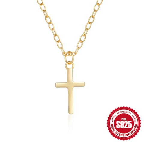 Minimalist 925 Sterling Silver Cross Necklace For Women Dainty Zirconia Inlaid Clavicle Chain Elegant Commuting Jewelry Gift