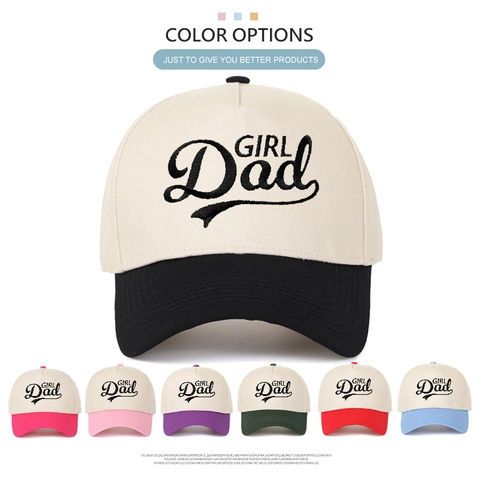 Cappello Da Baseball Ricamo Girl Dad Cotone Colore A Contrasto Visiera Curva Vintage Regolabile Moda Cappello Sole