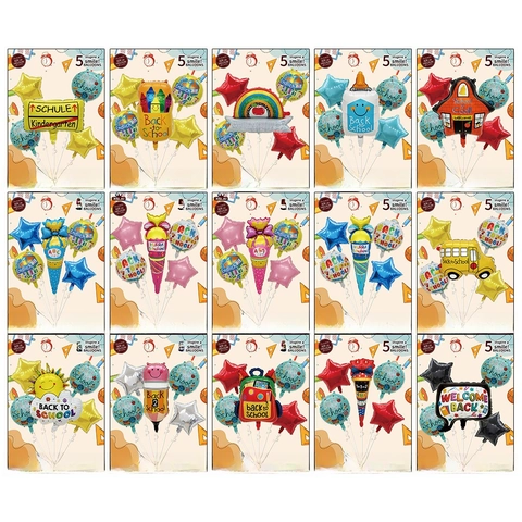 Back To School Balloons Set Ice Cream School Bus Backpack Aluminum Foil Balloons For Classroom Party Decoration Graduation Party Supplies