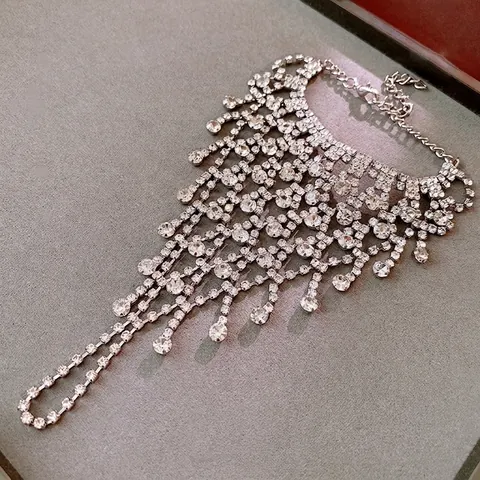 Bracciale A Mano Di Lusso Con Nappine In Strass Rame Braccialetto Da Schiava Donna Gioielli Matrimonio