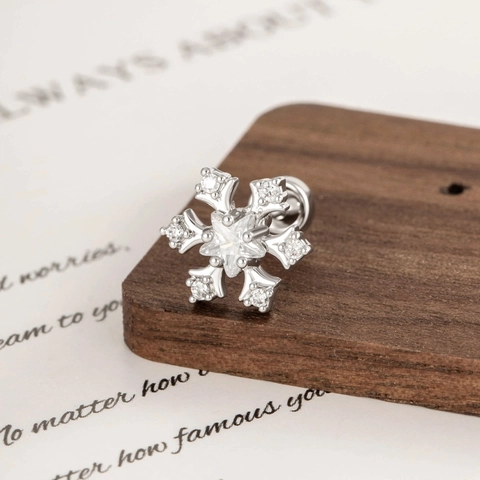 Bijoux De Piercing Helix Flocon De Neige Tige En Acier Titane Cuivre Zircone Clou Cartilage Dos À Vis Style Noël