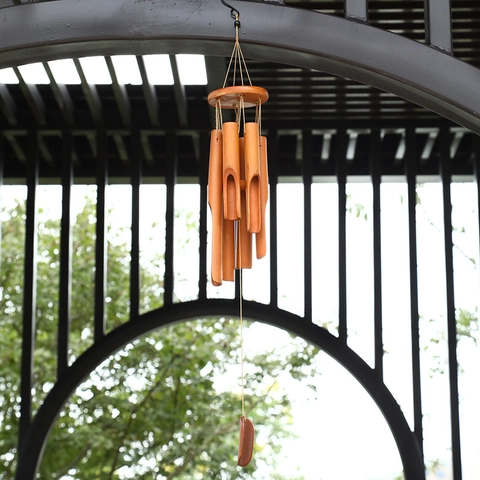 Handmade Bamboo Wind Chimes Natural Coconut Shell Tubes For Garden Patio Outdoor Home Decor Zen Rustic Hanging Ornament