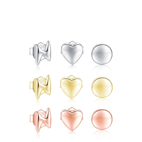 925 Sterling Silver Stud Earrings For Women Minimalist Heart Moon Star Lightning Geometric With 925 Sterling Silver Earring Post