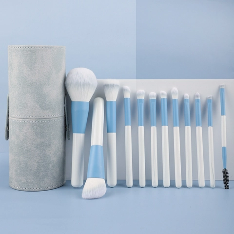 Professional Powder Brush Eye Shadow Brush Contour Brush Synthetic Fiber Bristles Wood Handle Portable Cosmetic Collection