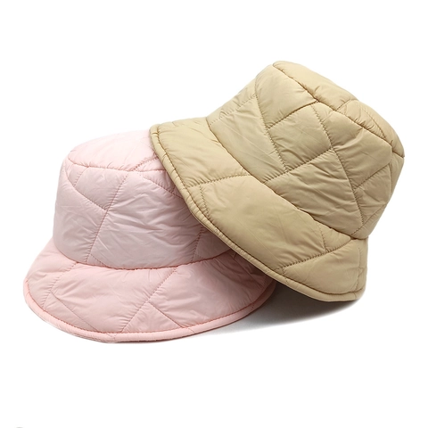 Gorro De Pescador Acolchado Para Mujer Invierno Cálido A Prueba De Viento Algodón De Plumón Color Sólido Patrón Geométrico Vintage